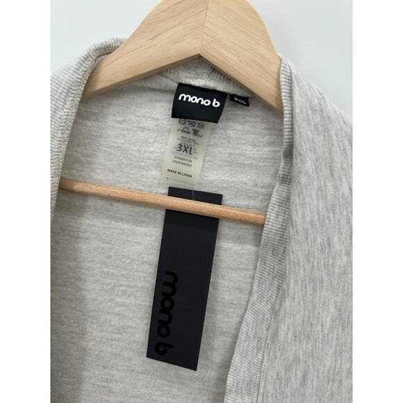 Mono B Women Gray Open Front Cardigan Sweater Long Asymmetrical Size 3XL NWT** - Picture 8 of 8